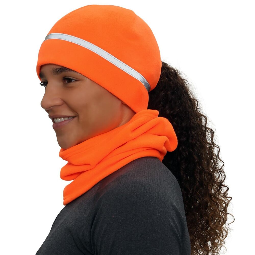 3700 Winter Set | Reflective Ponytail Beanie and Micro Fleece Neck Warmer